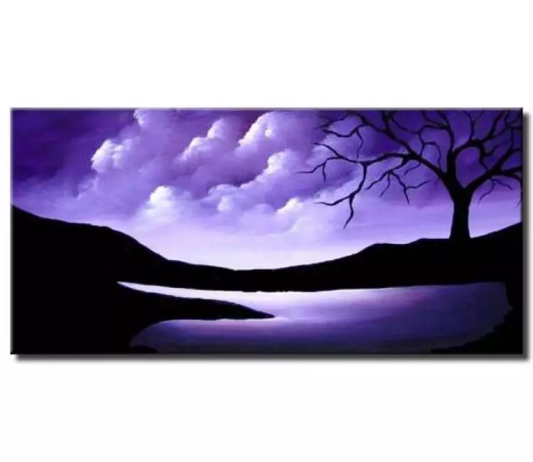 trees painting - purple wall art day of creation