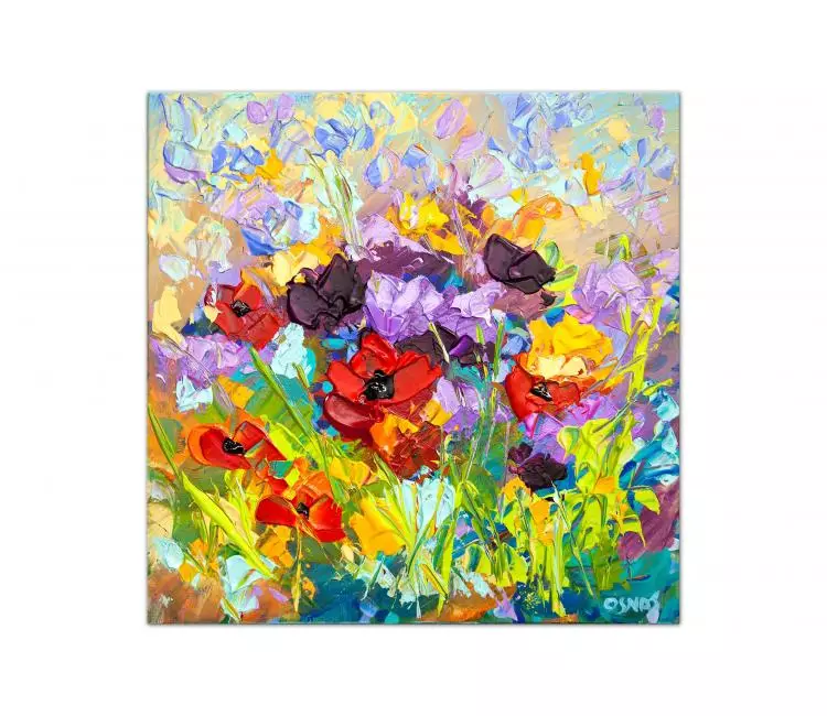 floral painting - colorful spring flowers painting on canvas original textured art beautiful abstract art
