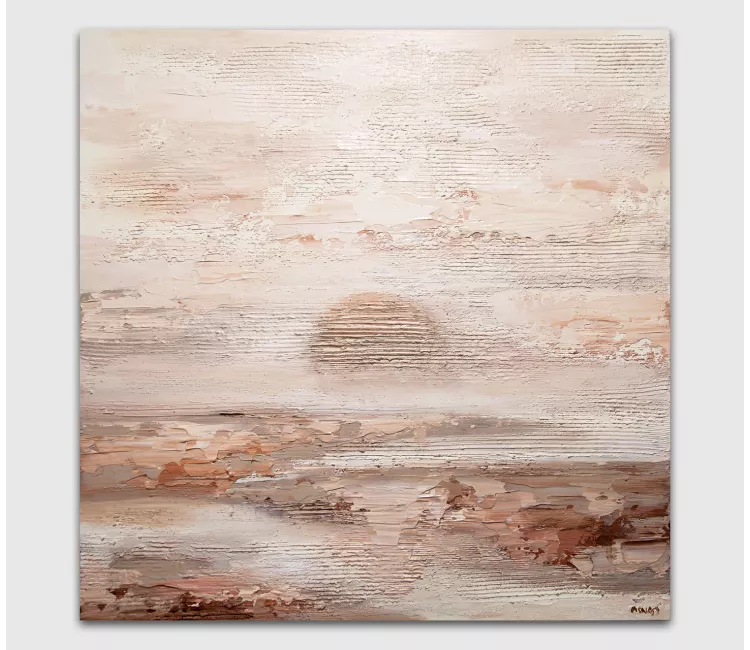 neutral painting - modern neutral textured landscape abstract painting on canvas original living room wall art
