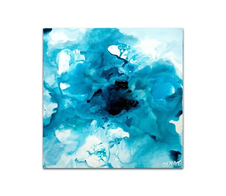 abstract painting - teal blue abstract painting on canvas original modern minimalist art