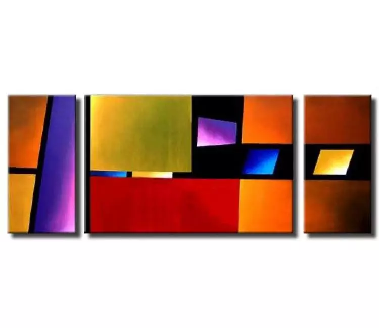 geometric painting - triptych planes of beauty canvas