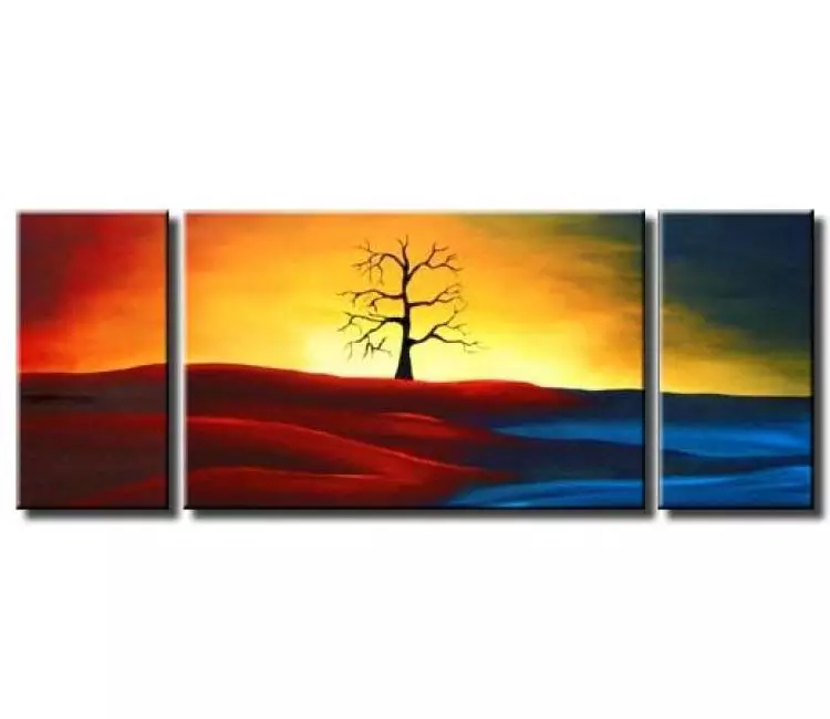 landscape paintings - tree by the sea painting