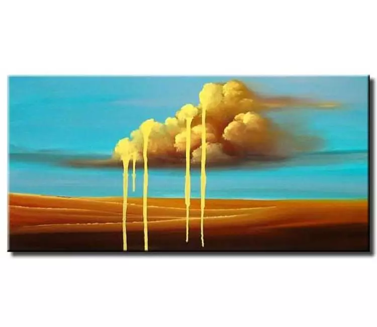 trees painting - clouds on blue sky