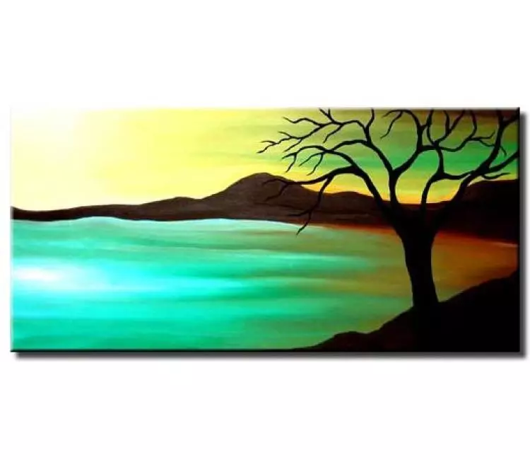 trees painting - the blue lagoon painting