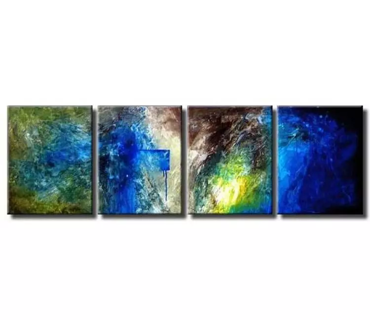 cosmos painting - modern abstract wall art blue green