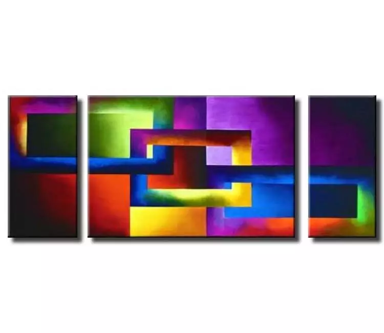 geometric painting - triptych modern wall painting