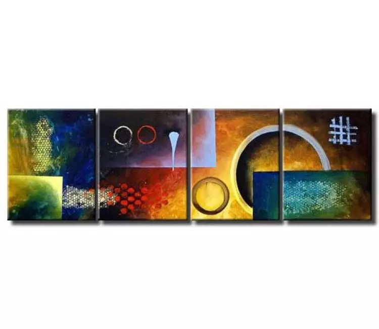 geometric painting - multi panel colorful abstract paintings