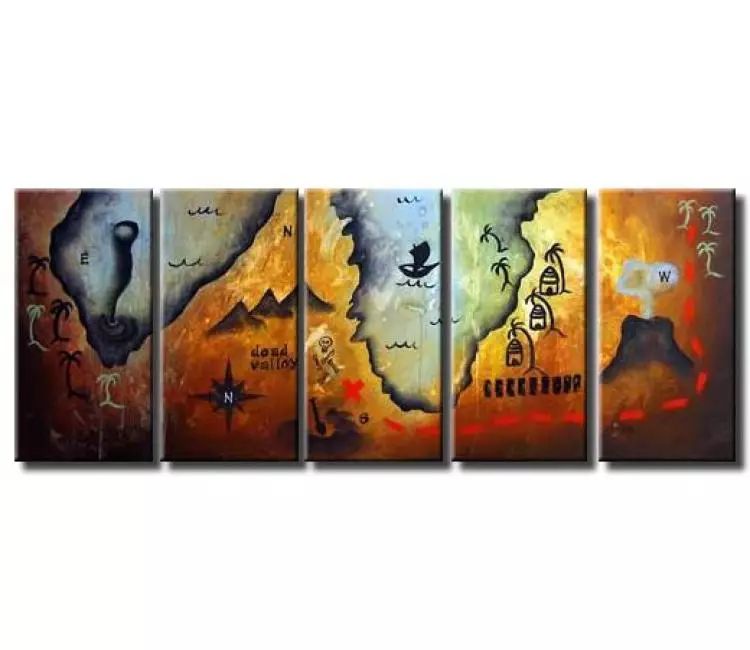 abstract painting - abstract map painting on canvas big acrylic painting modern wall art
