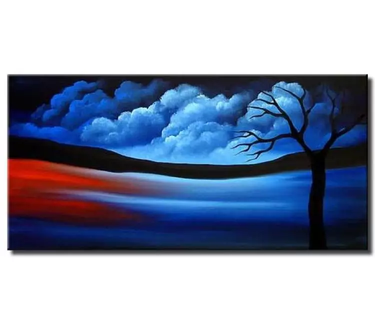 landscape paintings - blue clouds wall art