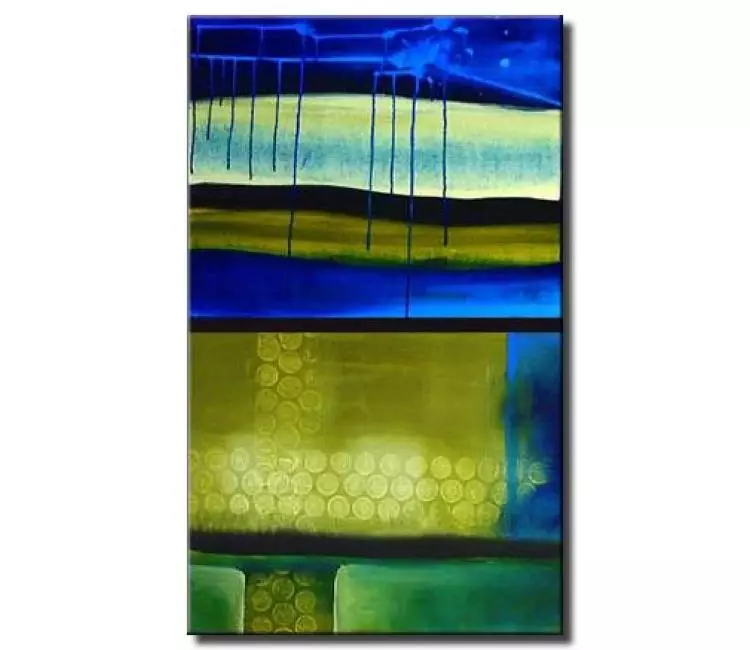 abstract painting - vertical blue green abstract painting