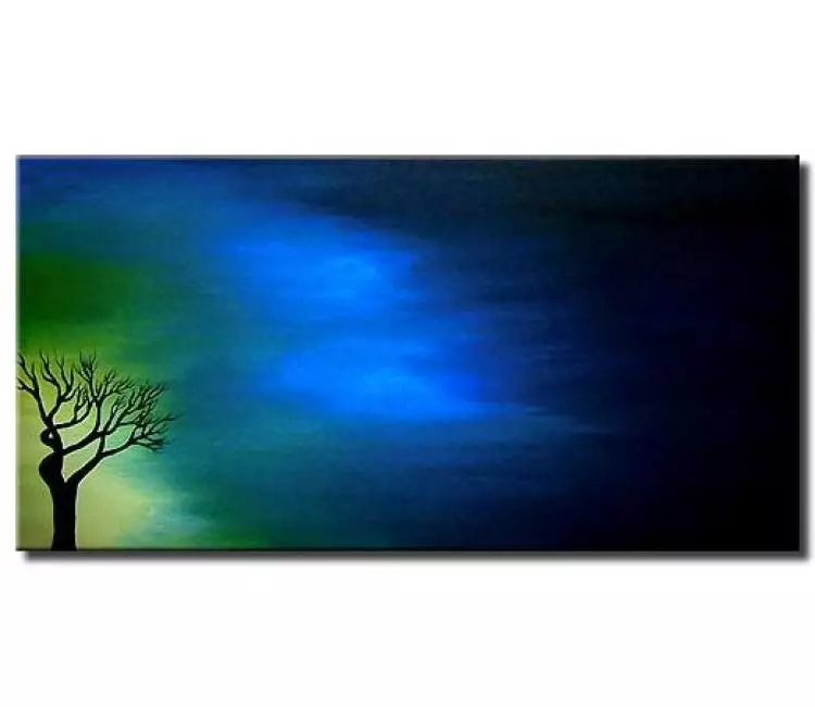 trees painting - blue green tree painting