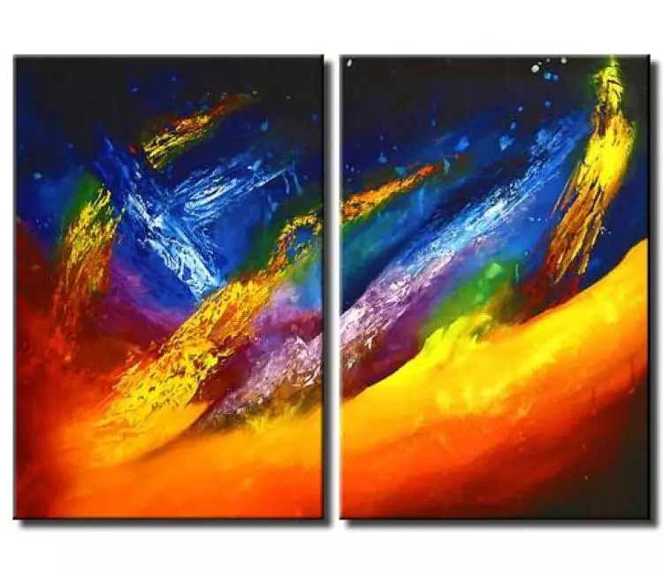 abstract painting - diptych colorful canvas art