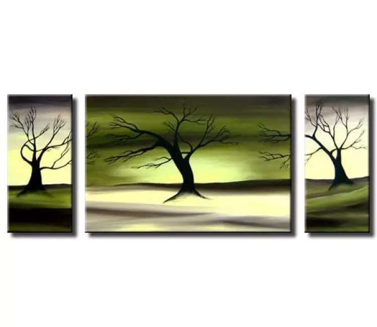landscape paintings - triptych green landscape