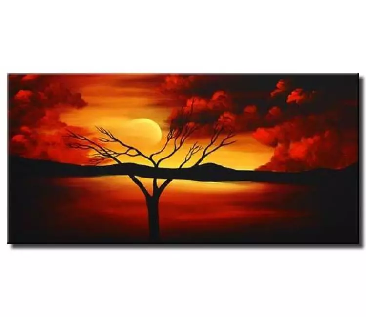 landscape paintings - abstract sunrise painting