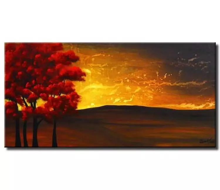 trees painting - red trees painting