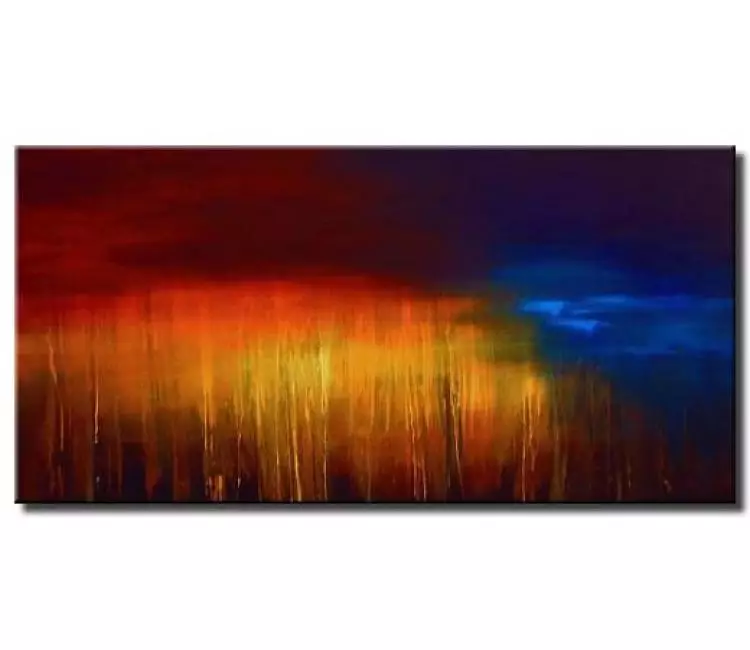 abstract painting - blue red abstract painting on canvas original modern wall art