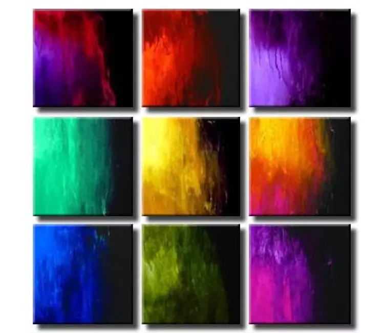 abstract painting - colorful multi panel abstract painting