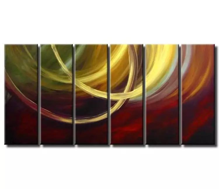 arcs painting - big modern abstract wall art on canvas large multi panel canvas art in earth tones colors for living room