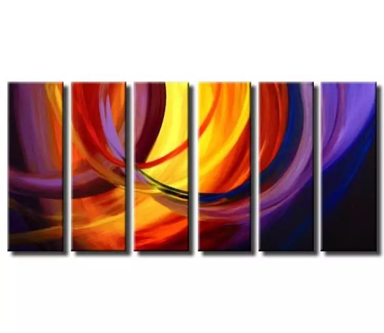 arcs painting - large contemporary abstract painting on canvas purple yellow modern wall art
