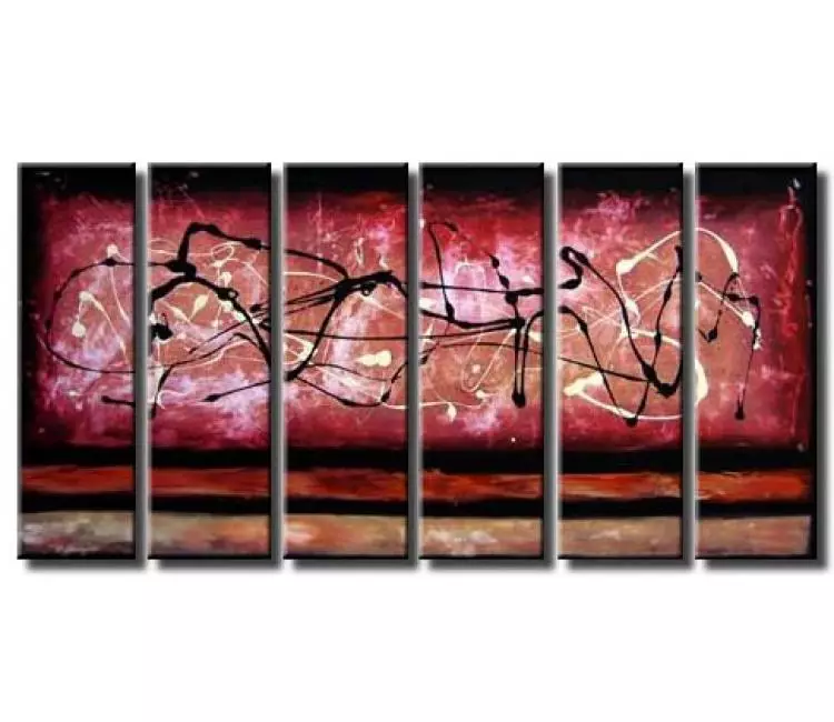 abstract painting - large abstract art on canvas big minimalist pink modern wall art multi panel painting
