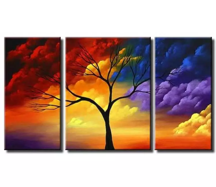 landscape paintings - colorful modern landscape abstract tree painting