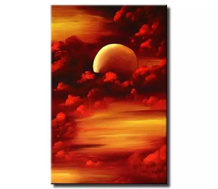 landscape paintings - moon clouds painting on canvas vertical abstract modern art
