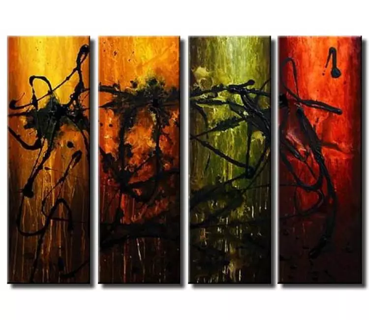 abstract painting - multi panel earth tone colors abstract painting on canvas modern wall art