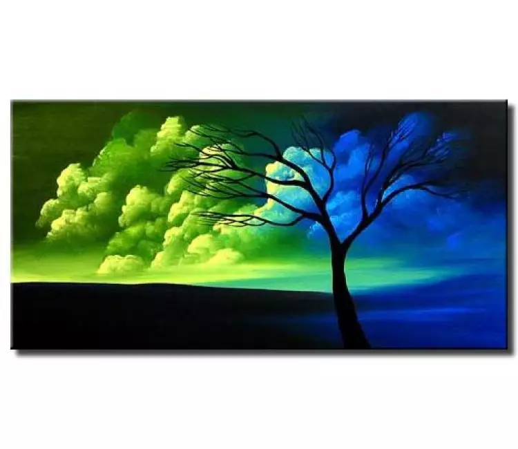 landscape paintings - blue and green wall art