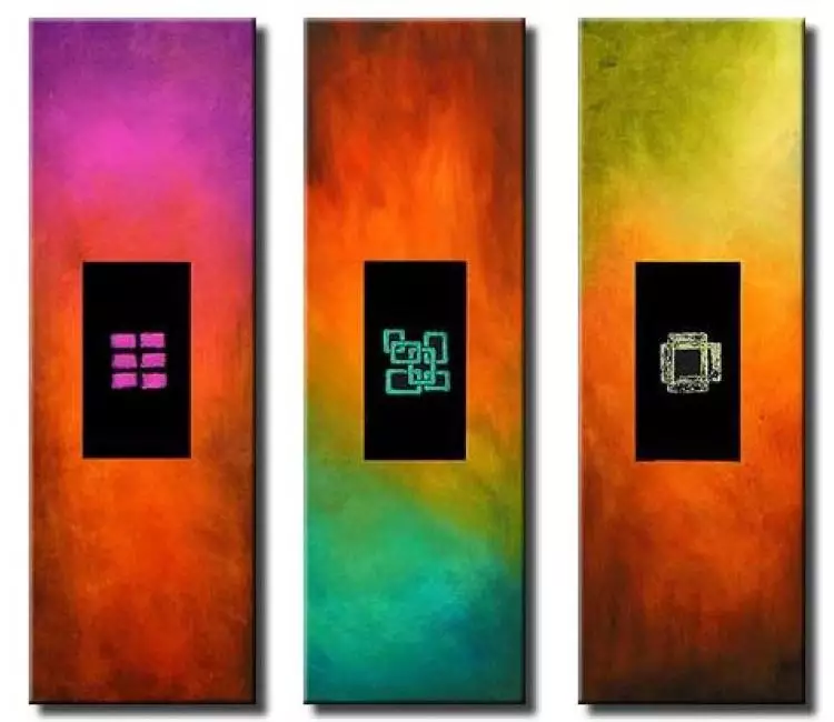 abstract painting - triptych modern wall painting