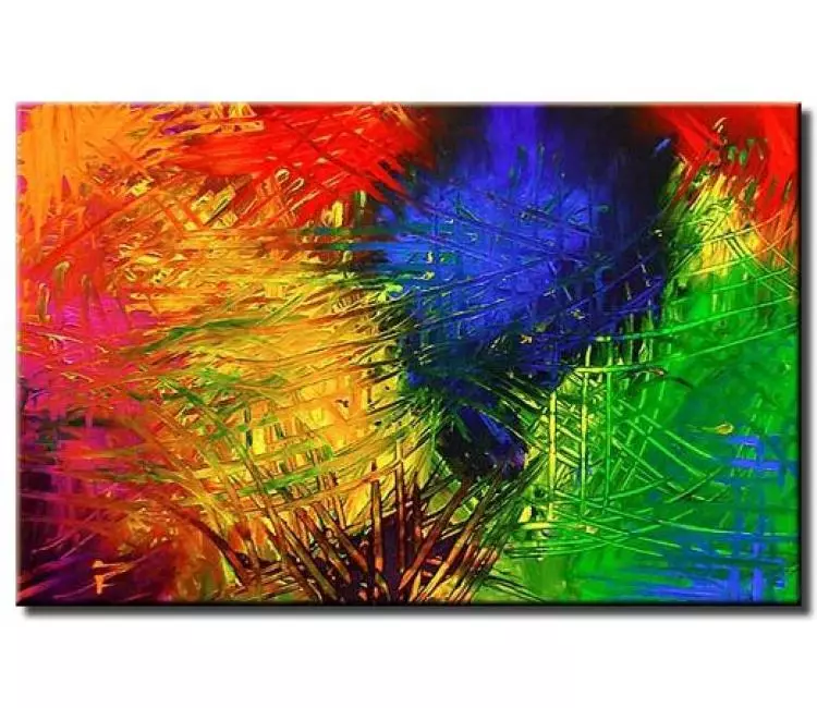 abstract painting - modern wall painting green blue red