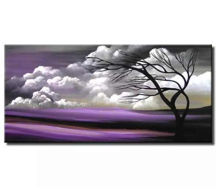 trees painting - purple wall art