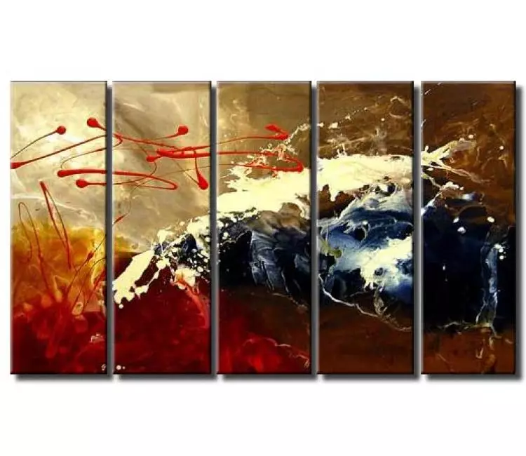 fluid painting - big modern red beige abstract painting on canvas original extra large contemporary art decor