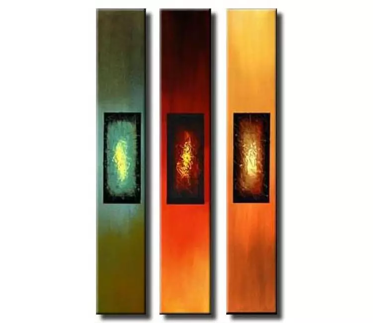 fire painting - Tall modern colorful abstract paintings on canvas original vertical contemporary art decor