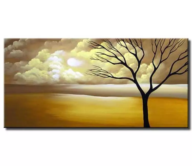 landscape paintings - original modern neutral abstract landscape tree painting on canvas original wall art for living room