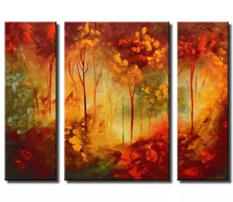 forest painting - Modern fall Landscape forest Painting on Canvas original autumn trees painting for living room