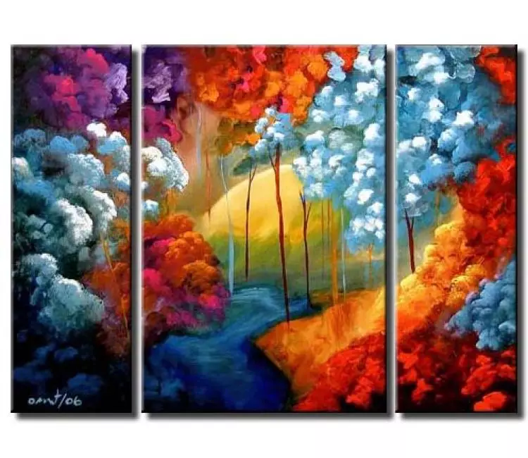 forest painting - big modern colorful abstract trees painting on canvas large original beautiful acrylic landscape art