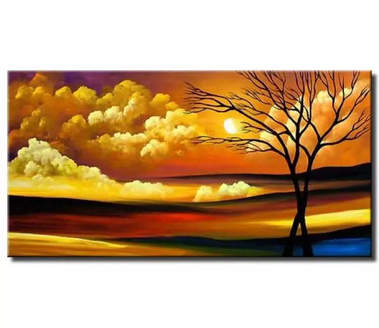 landscape paintings - modern colorful abstract tree painting on canvas original beautiful acrylic landscape art