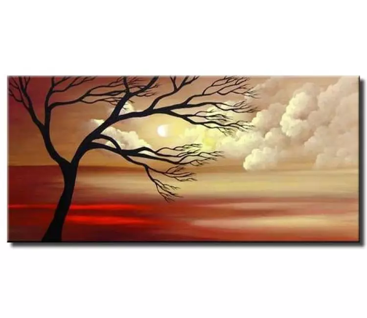 landscape paintings - modern neutral landscape tree painting on canvas original contemporary art decor