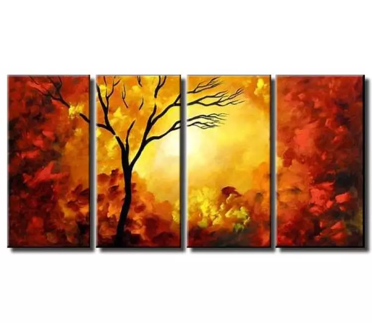 landscape paintings - contemporary tree in fall abstract painting on canvas big original autumn landscape forest art decor