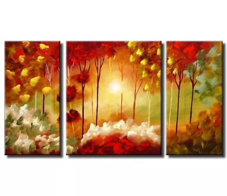 forest painting - modern trees in fall abstract painting on canvas big original autumn landscape forest art decor