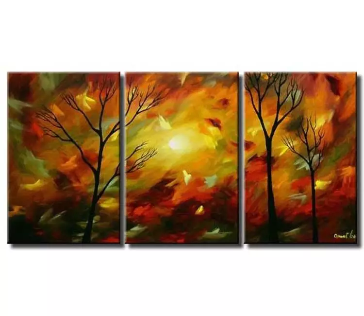 landscape paintings - modern trees in fall abstract painting on canvas big original autumn landscape forest art decor