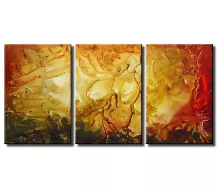 fluid painting - big modern abstract art on canvas original yellow contemporary art decor for living room