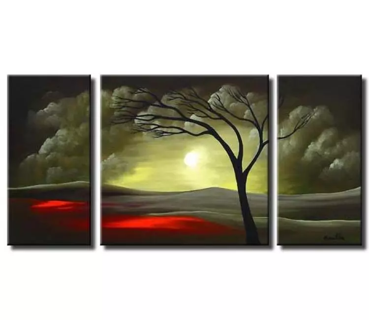 landscape paintings - big abstract landscape painting on canvas large forest art green living room modern wall art