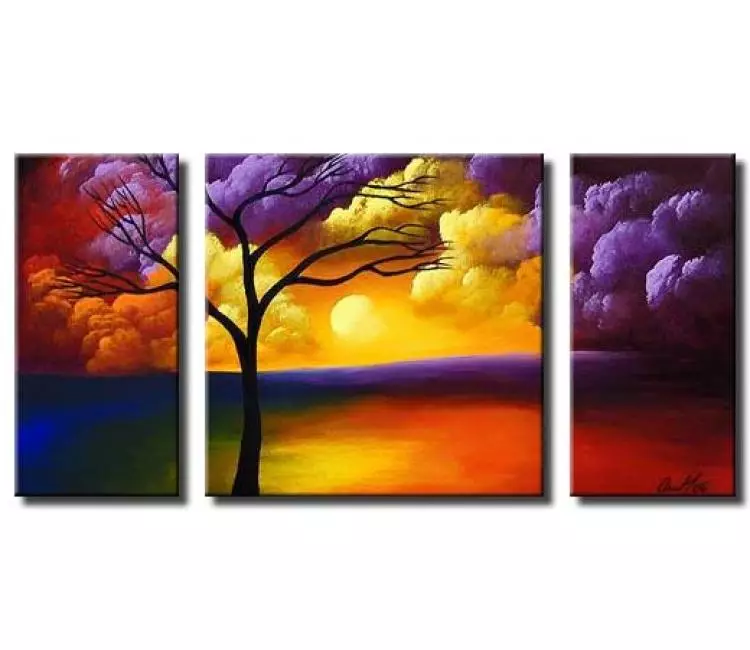 landscape paintings - big abstract landscape painting on canvas large tree art colorful living room modern wall art