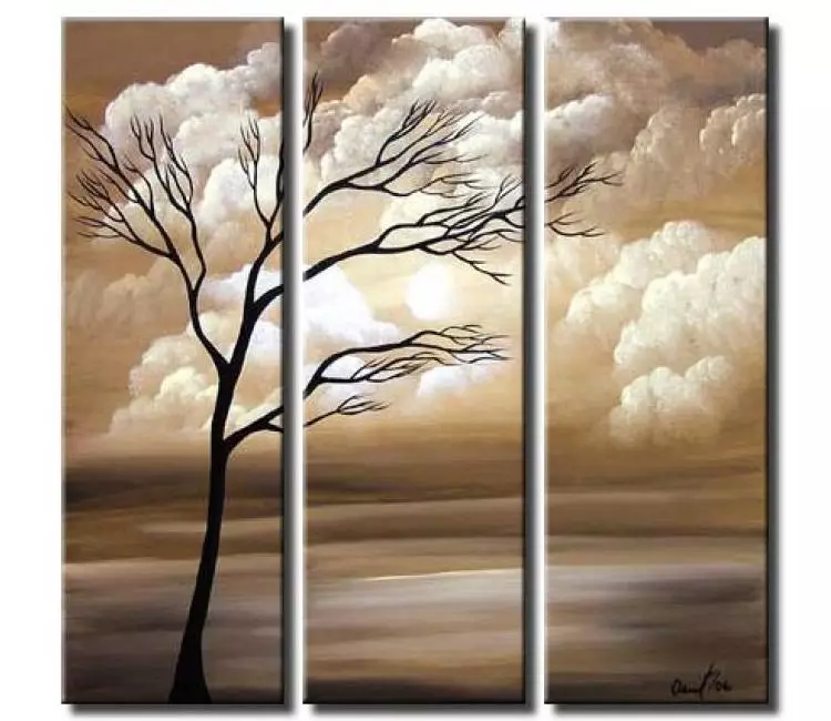 landscape paintings - original modern landscape tree painting on canvas contemporary neutral calming art decor
