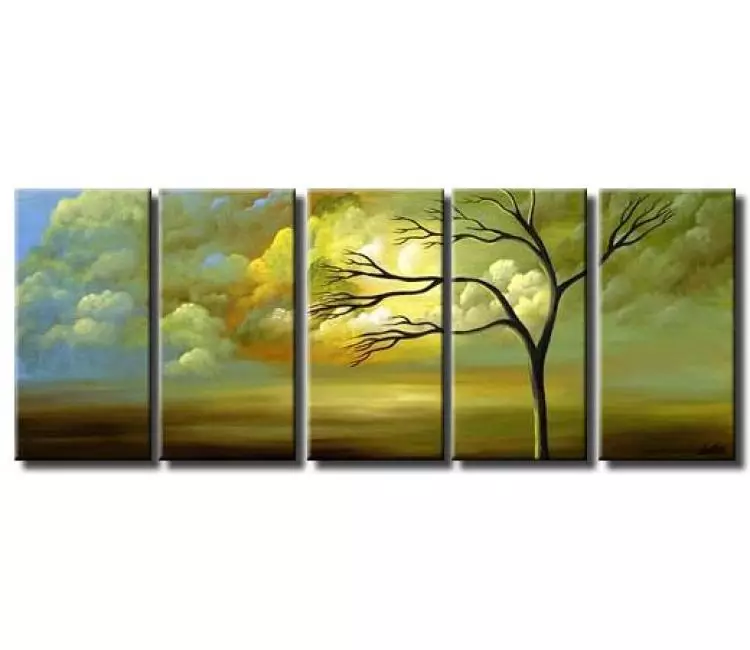 landscape paintings - big original modern landscape tree painting on canvas contemporary green calming art decor
