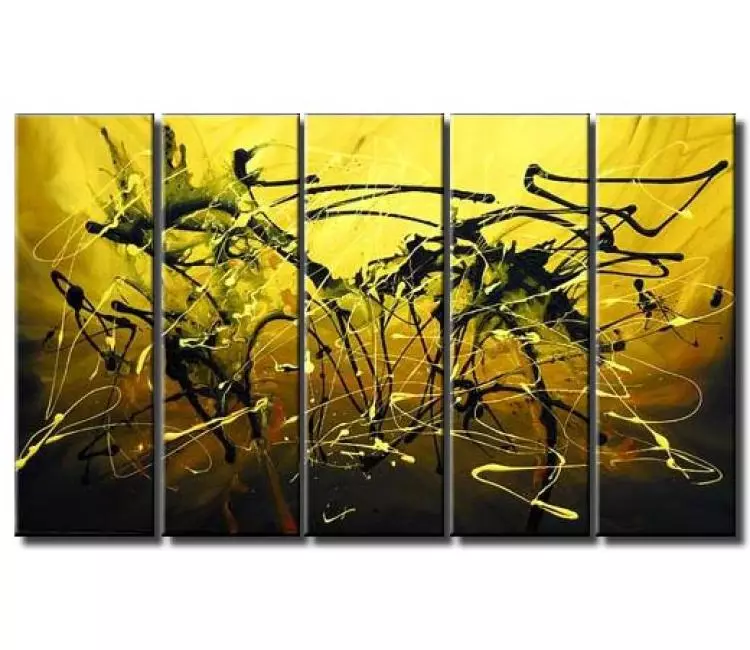 abstract painting - big original modern yellow abstract painting on canvas contemporary large art decor for big walls