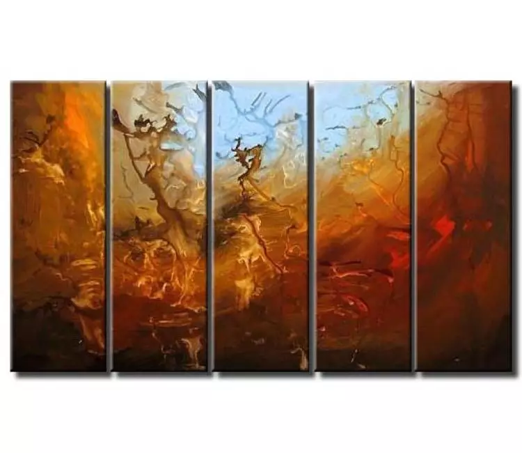 fluid painting - big original modern orange abstract painting on canvas contemporary large art decor for big walls