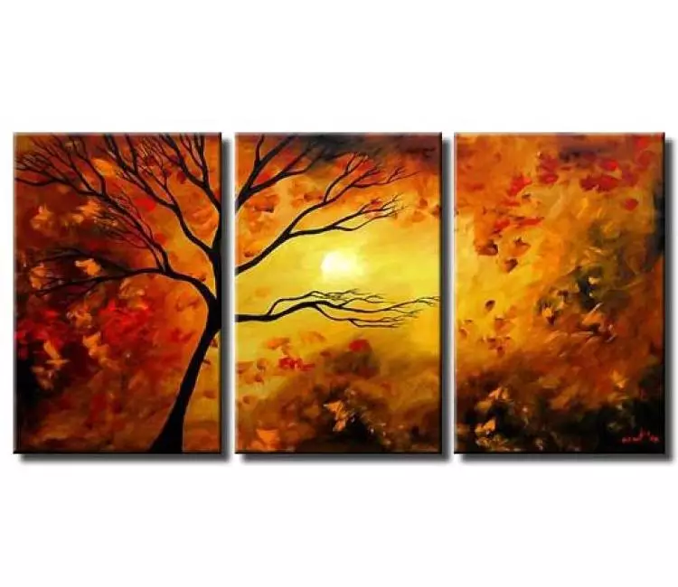 landscape paintings - big autumn tree painting on canvas modern original fall abstract landscape art living room art