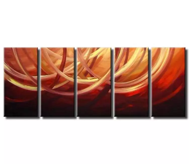 arcs painting - big modern red abstract painting on canvas original decorative painting for large walls